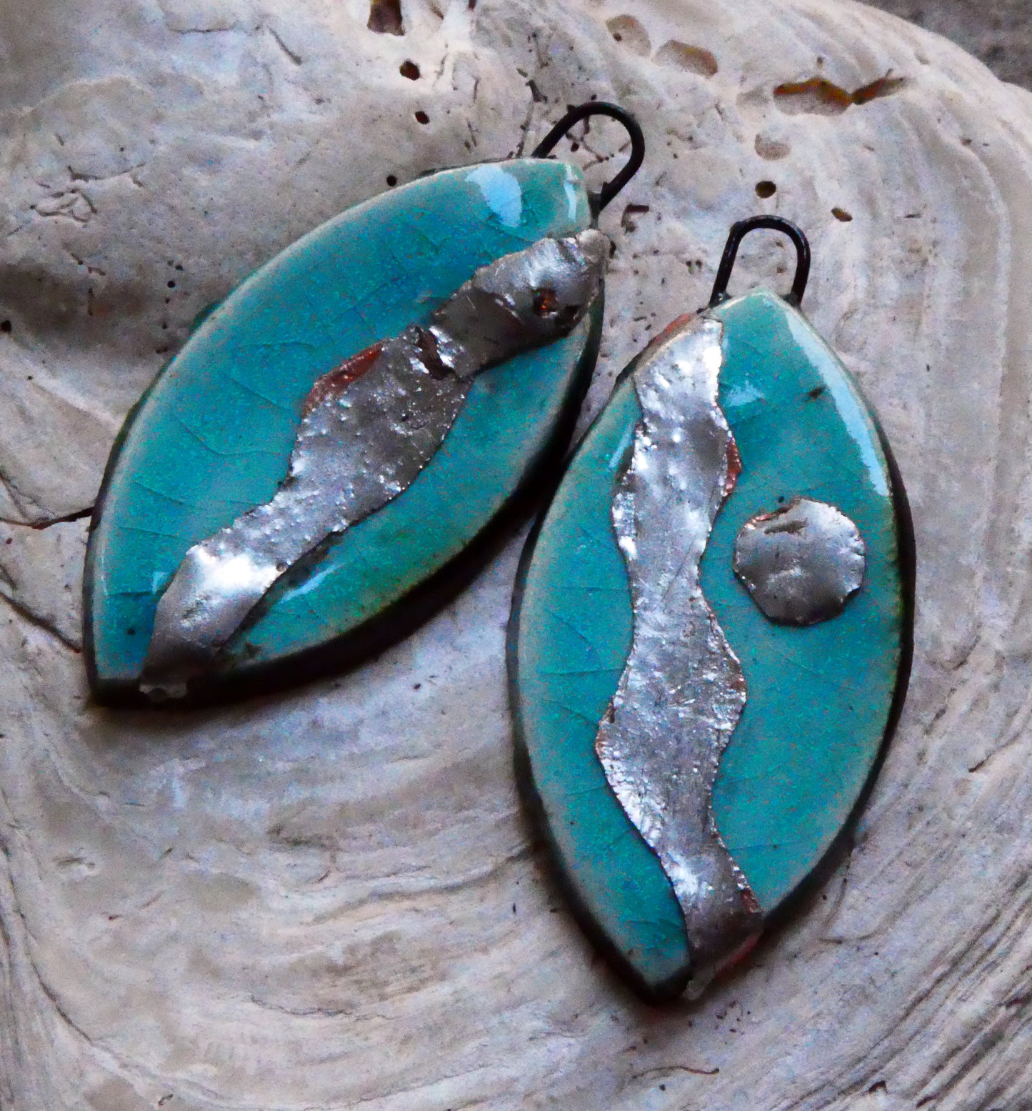 Ceramic Leaf Shaped Charms -Topaz