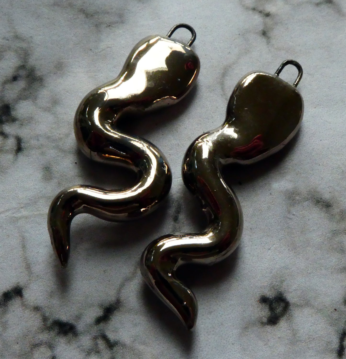 Ceramic PLatinum Lustre Squiggle Charms