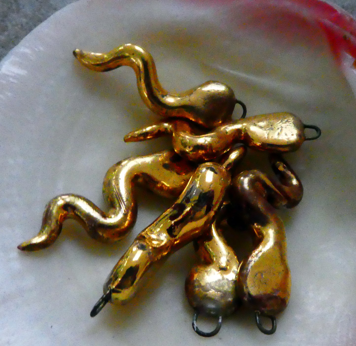 Ceramic Gold Lustre Squiggle Charms