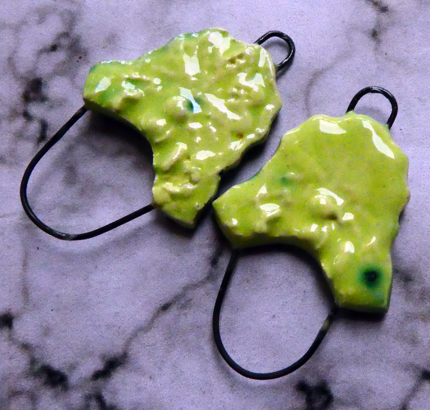 Ceramic Textured Earring Connectors -Honeydew