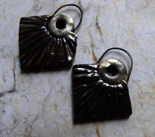 Ceramic Textured Fan Earring Charms -Gloria