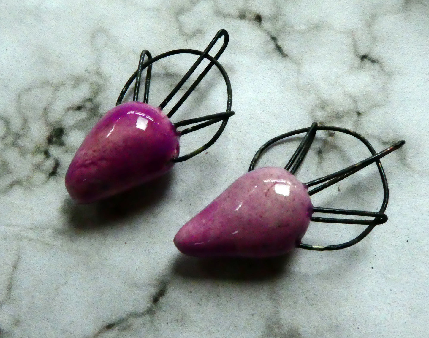 Ceramic Hoopy Spikelet Earring Charms -Grapel