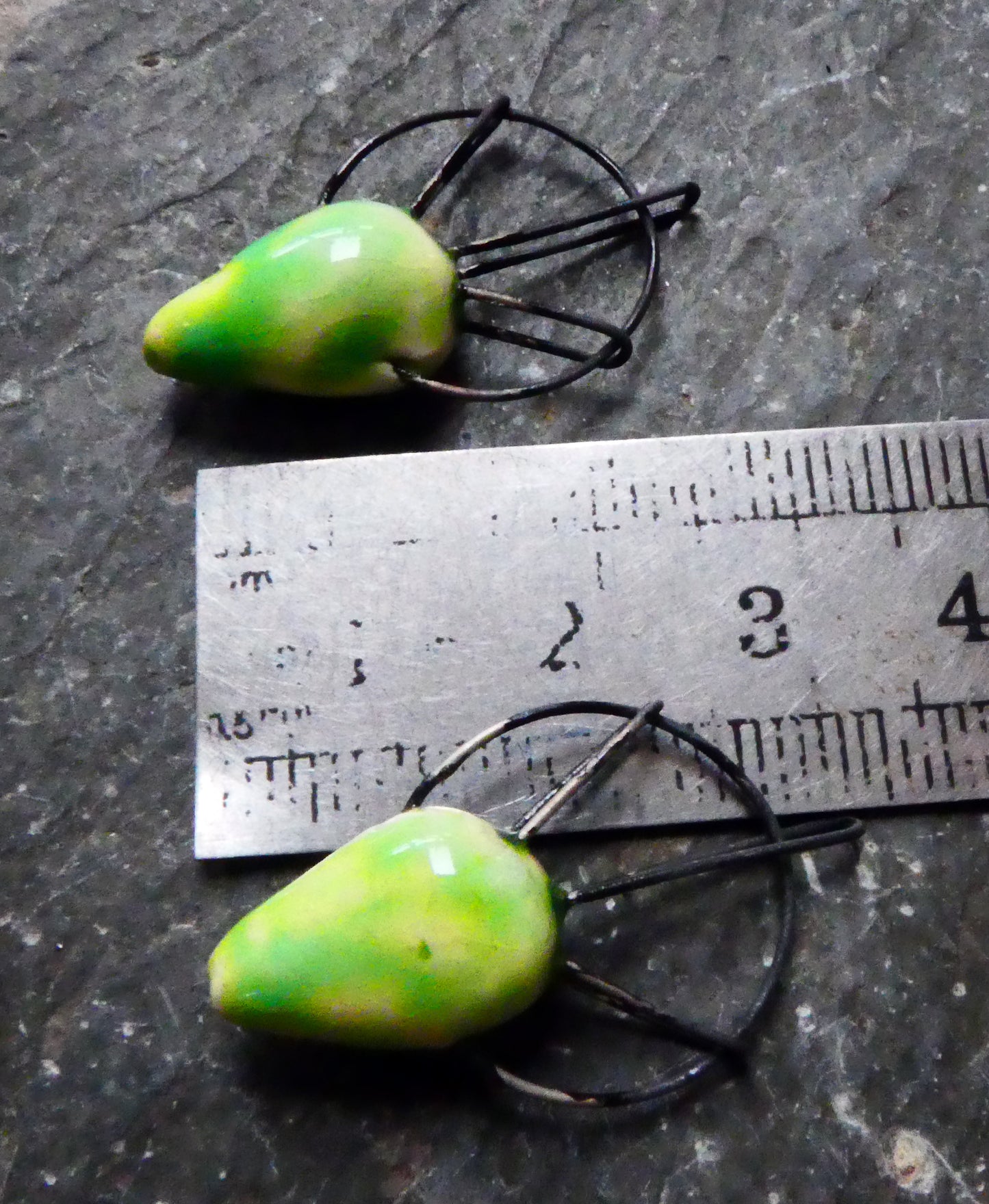 Ceramic Hoopy Spikelet Earring Charms -Lime