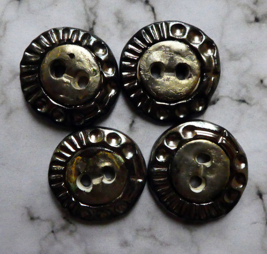 Ceramic Buttons -Textured Round -  Gloria