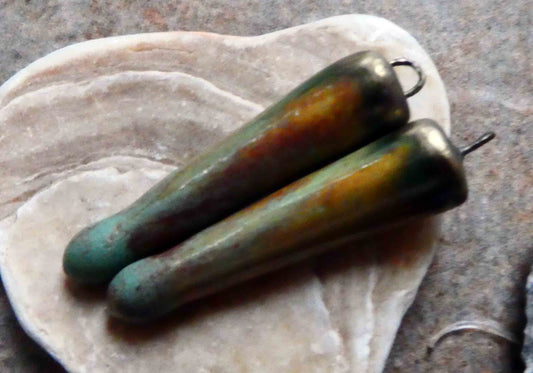 Ceramic Spikes Earring Charms -Old Copper