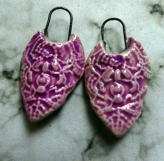 Ceramic Pointy Filligree Earring Charms - Grapel