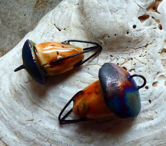 Ceramic Sea Creature Earring Connectors - Oriental Caramel