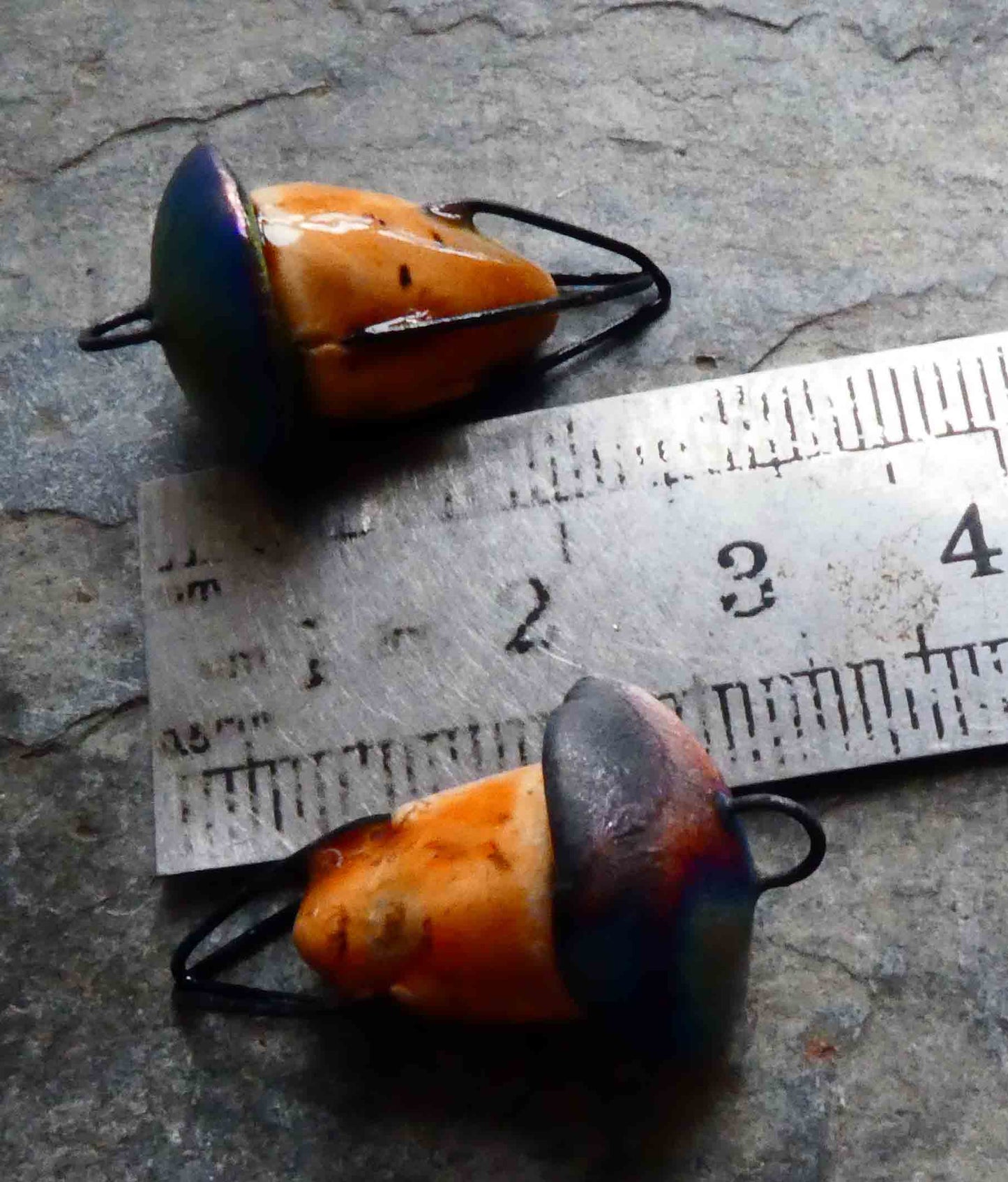 Ceramic Sea Creature Earring Connectors - Oriental Caramel