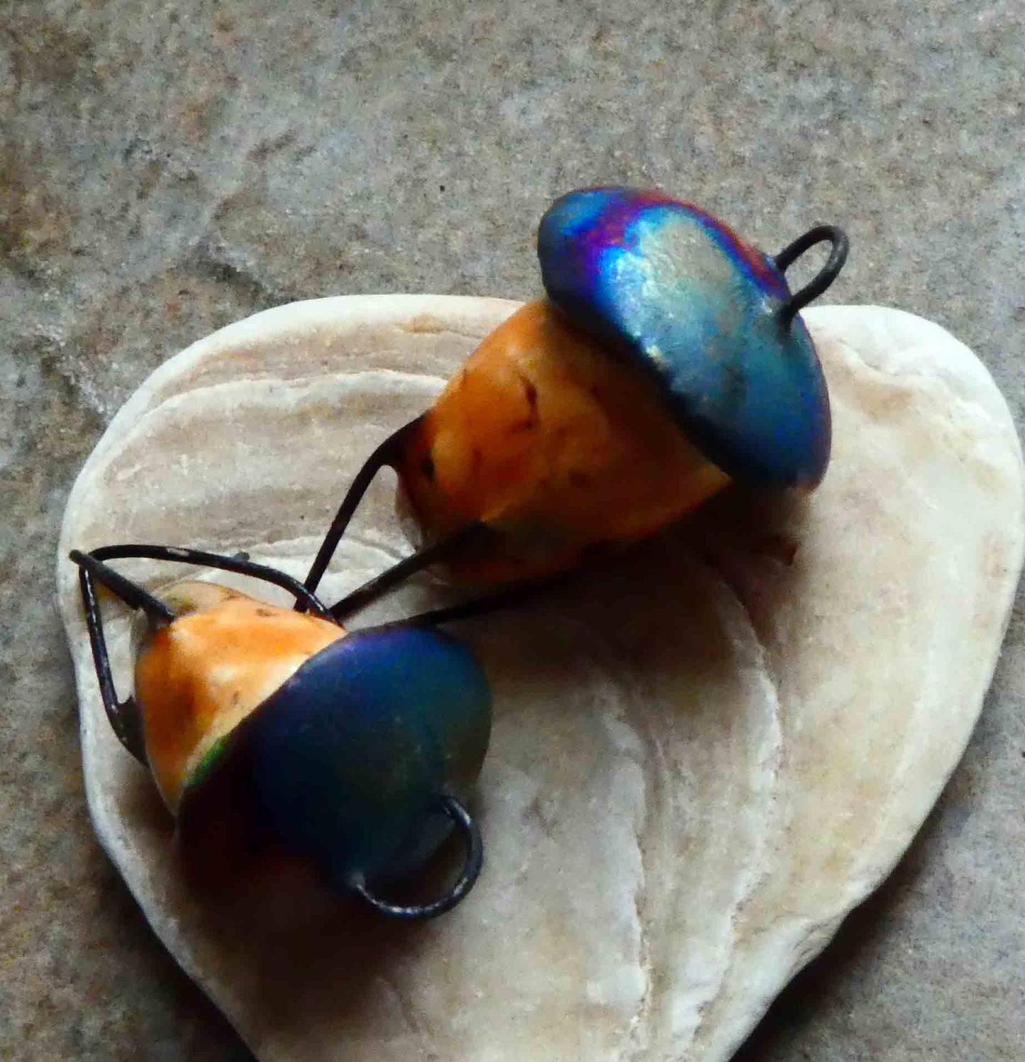 Ceramic Sea Creature Earring Connectors - Oriental Caramel