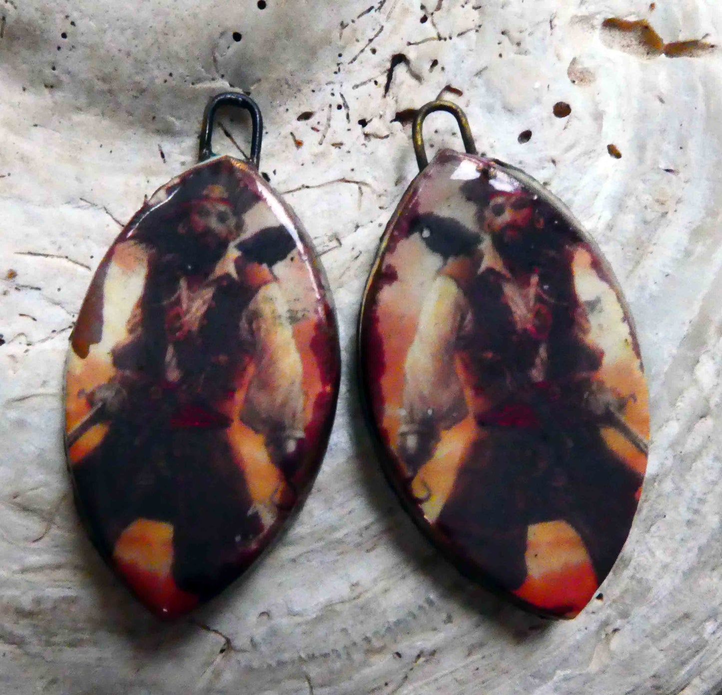 Ceramic Decal Pirate Earring Charms #1