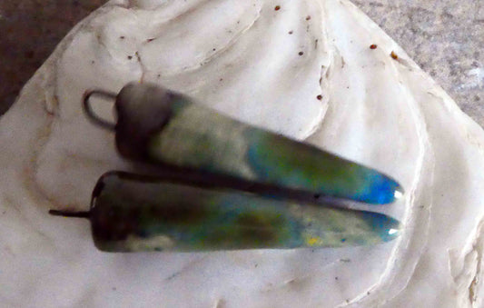 Ceramic Spikes Earring Charms -Pale Blue Azure