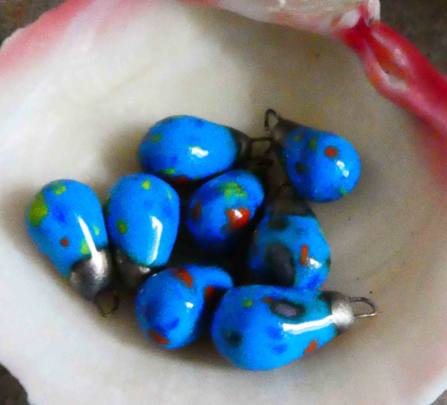 Ceramic Bronzy Drop Earring Charms - Blueberry Bubblegum