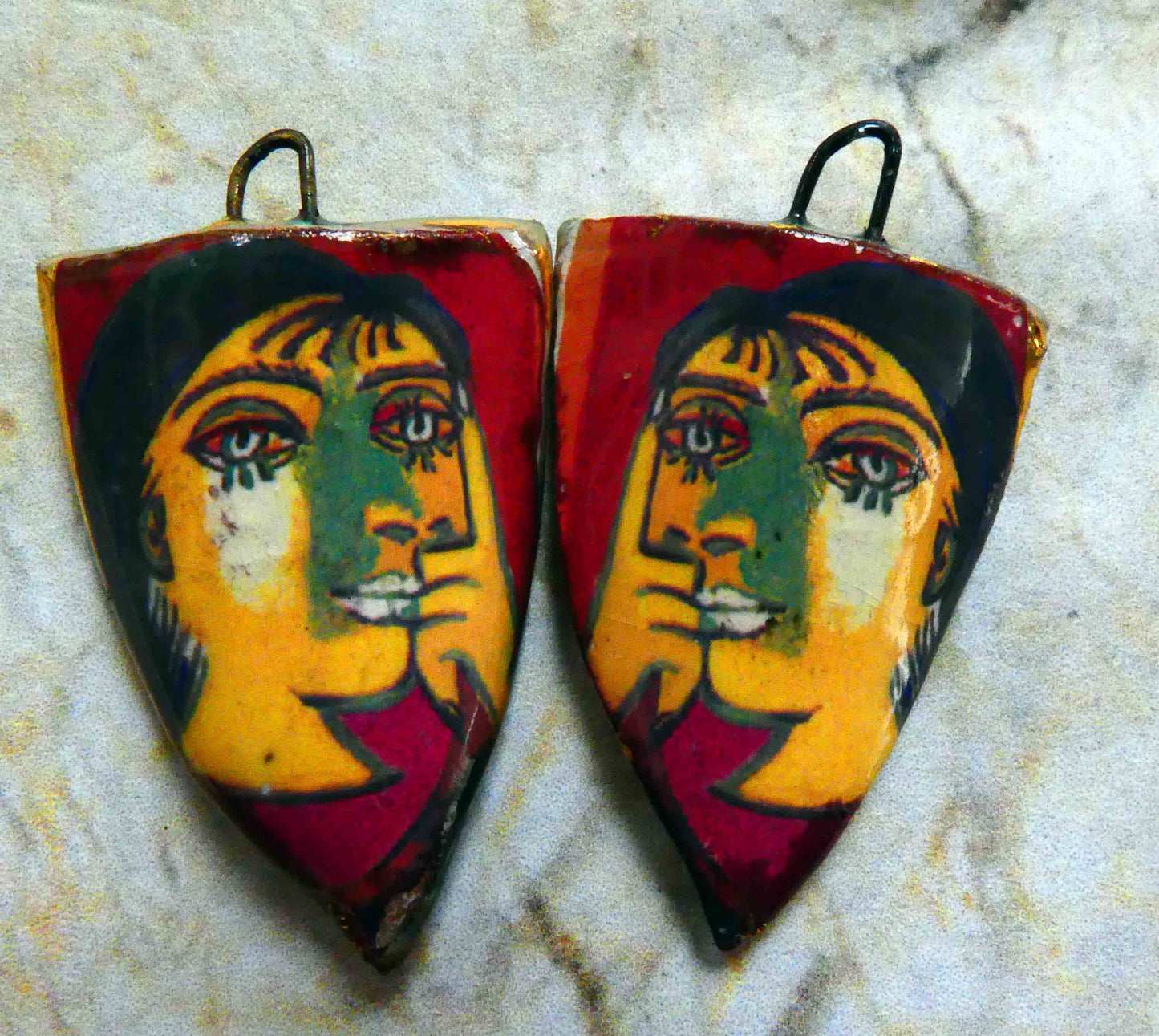 Ceramic Picasso Shield Earring Charms #4