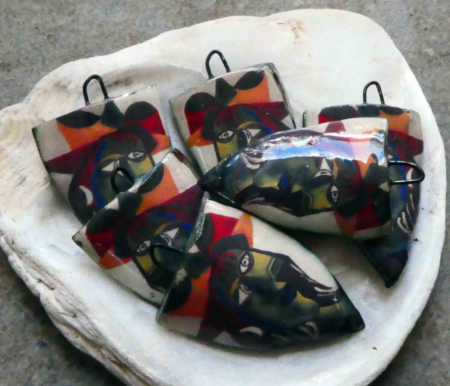 Ceramic Picasso Shield Earring Charms #6