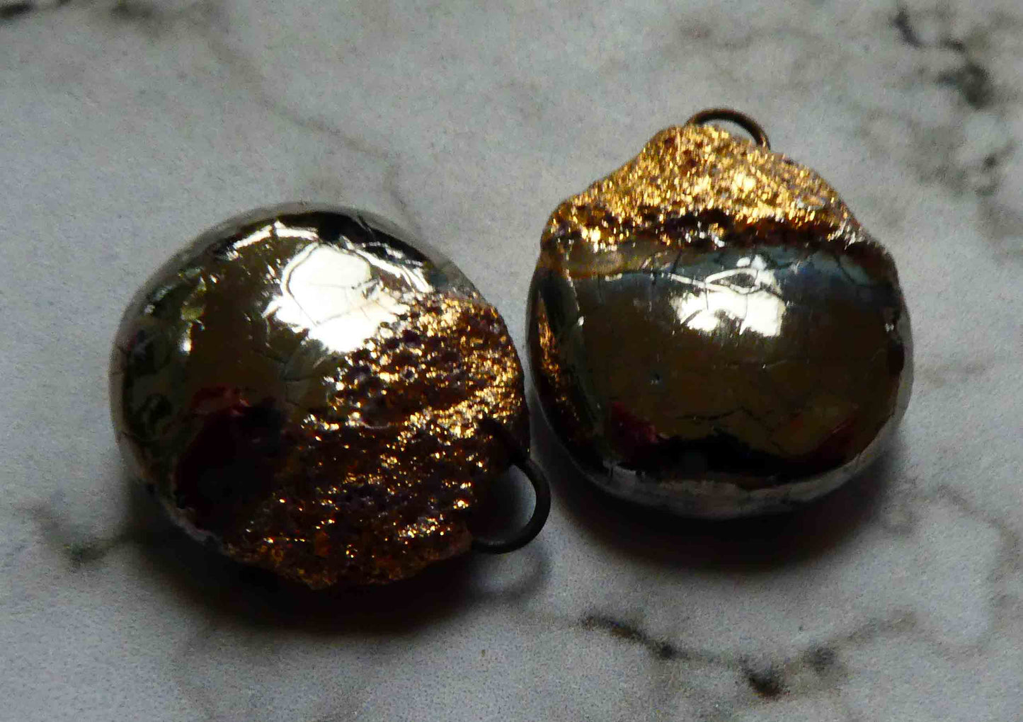 Ceramic Disc Drops Earring Charms -Platinum Lustre