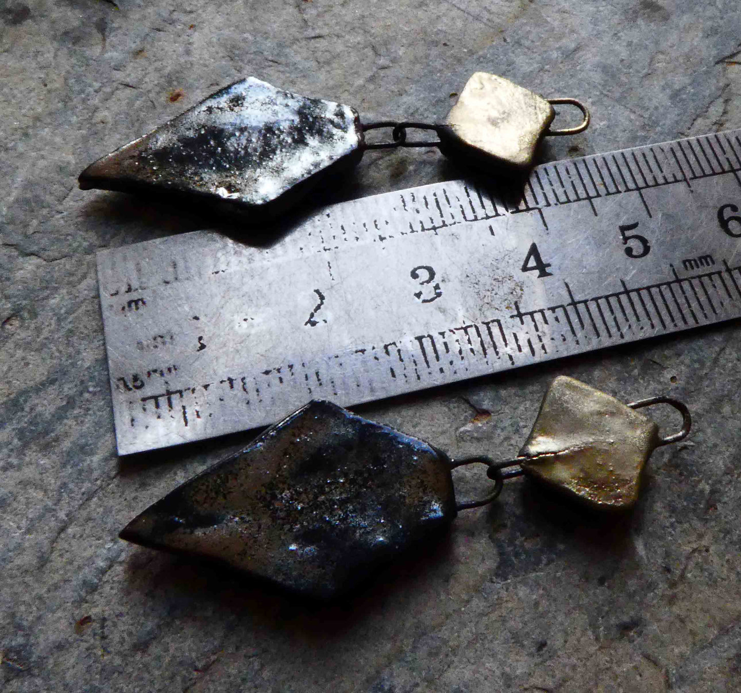 Ceramic Art Deco Inspired Diamond Dangles -Gloria