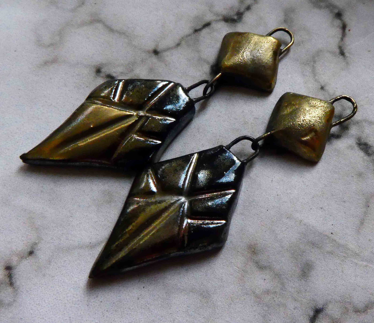 Ceramic Art Deco Inspired Diamond Dangles -Gloria