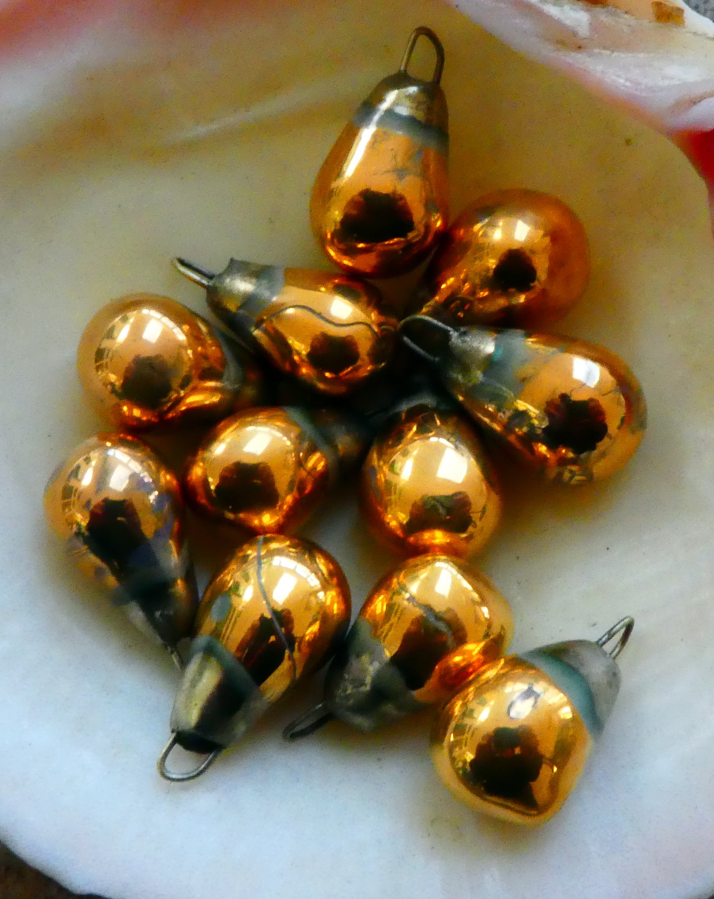 Ceramic  Drops Earring Charms -Gold Lustre