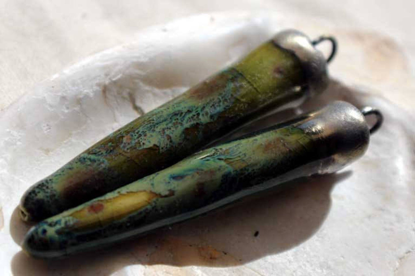 Ceramic Bronzy Spikes Earring Charms - Pagoda