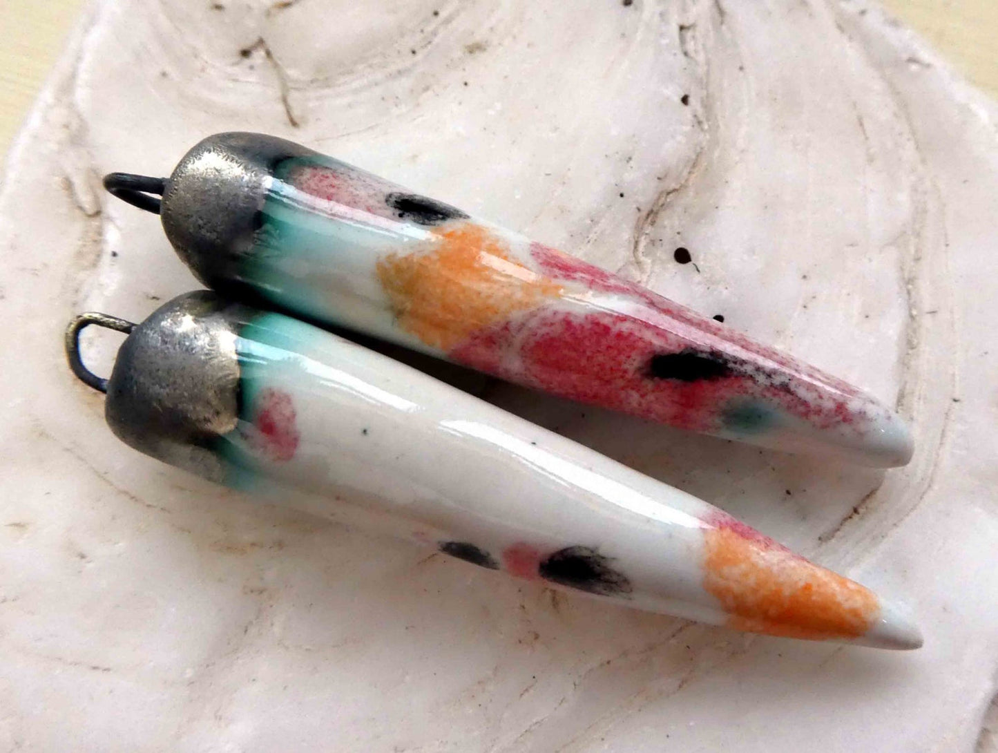 Ceramic Spikes Earring Charms - Poppy Fields