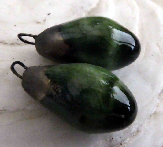 Ceramic Drops Earring Charms - Algae Bloom