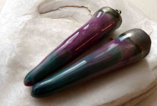 Ceramic Spikes Earring Charms - Royal Amethyst