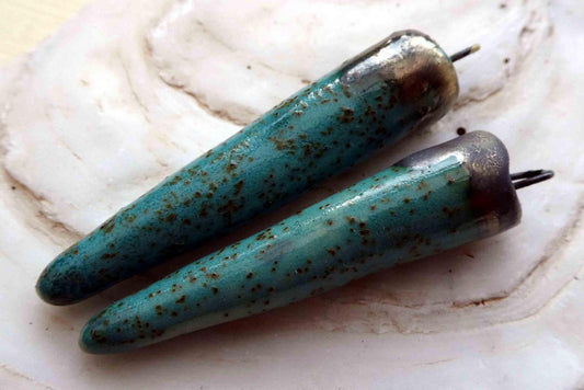 Ceramic Drops Earring Charms -Green Sandstone