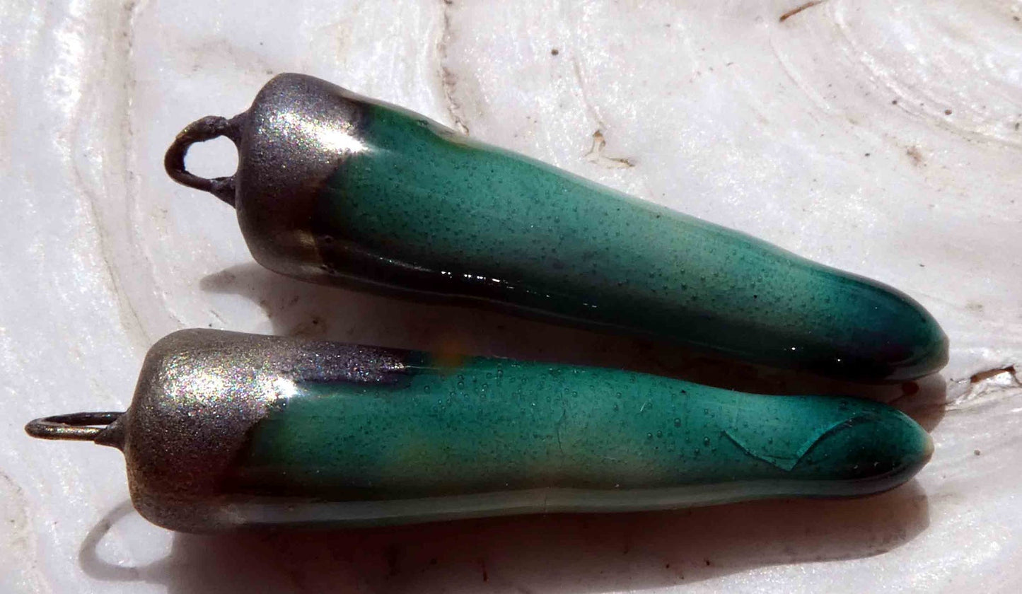 Ceramic Bronzy Spike Earring Charms - Jurassic