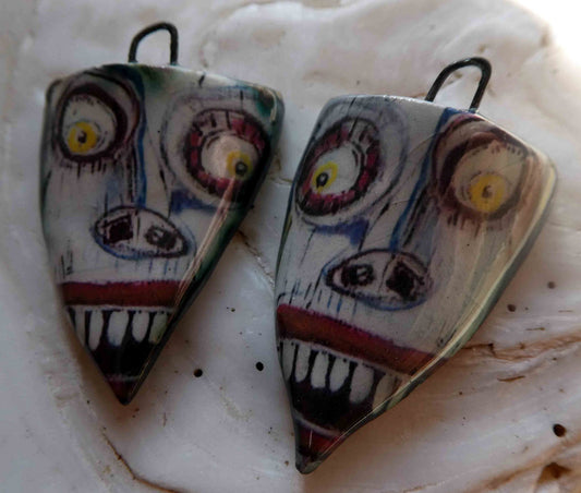 Ceramic Decal Basquiat Shield Earring Charms #6