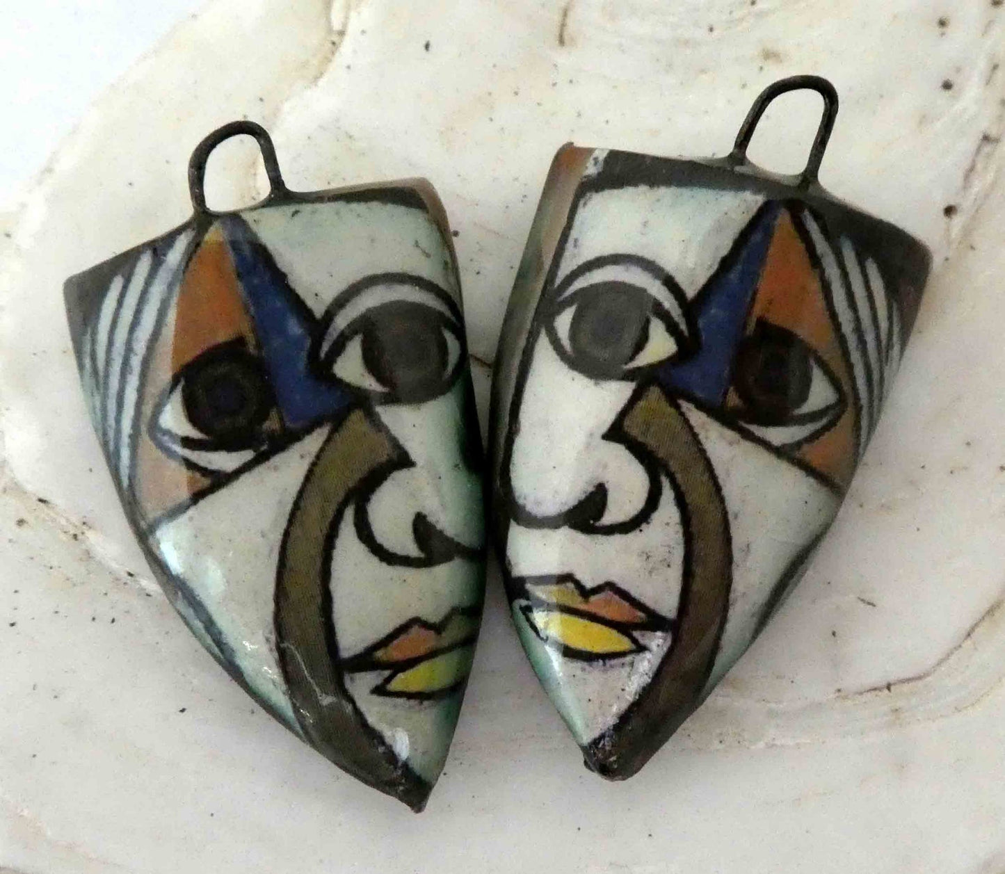 Ceramic Picasso Shield Earring Charms