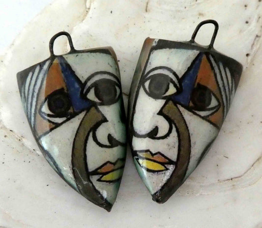 Ceramic Picasso Shield Earring Charms