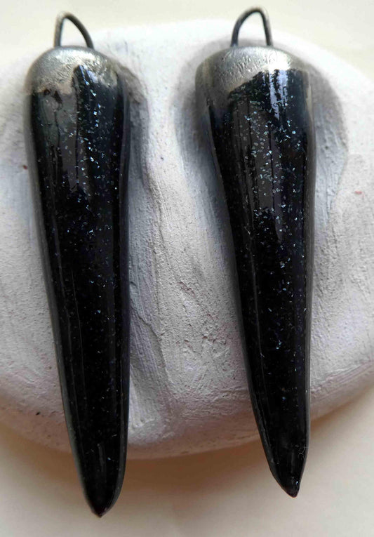 Ceramic Spikes Earring Charms - Black Diamond