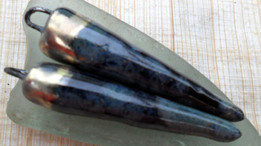 Ceramic Bronzy Spike Earring Charms - Obsidian