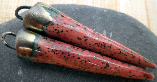 Ceramic Bronzy Spike Earring Charms - Garnet Shimmer