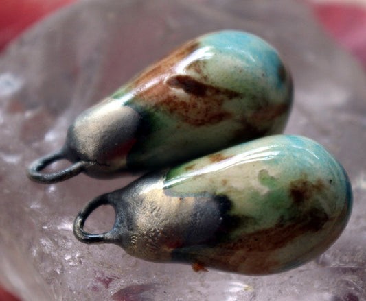 Ceramic Drops Earring Charms - Mocha Marble