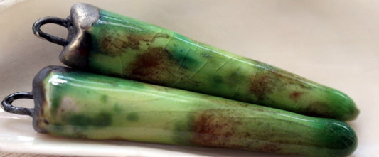 Ceramic Bronzy Spike Earring Charms - Pistachio