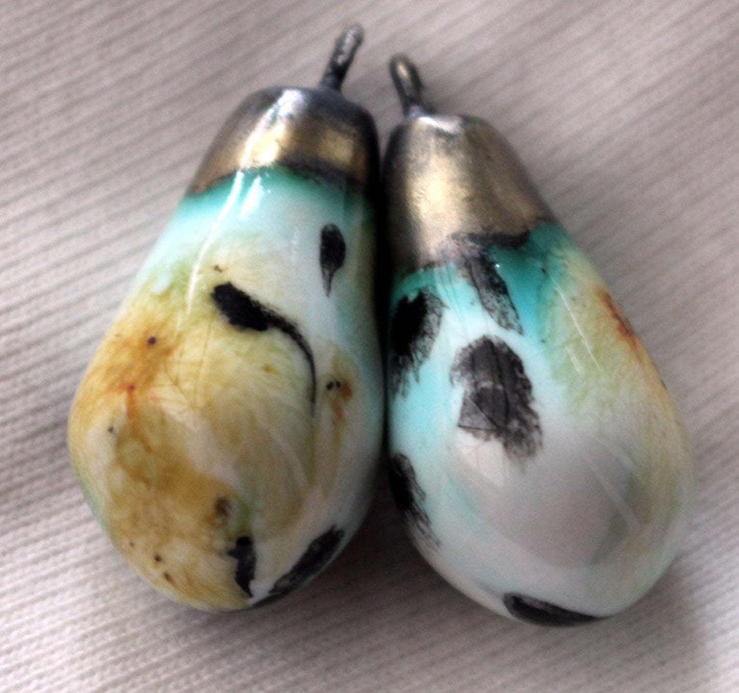 Ceramic Drops Earring Charms - Cheetah