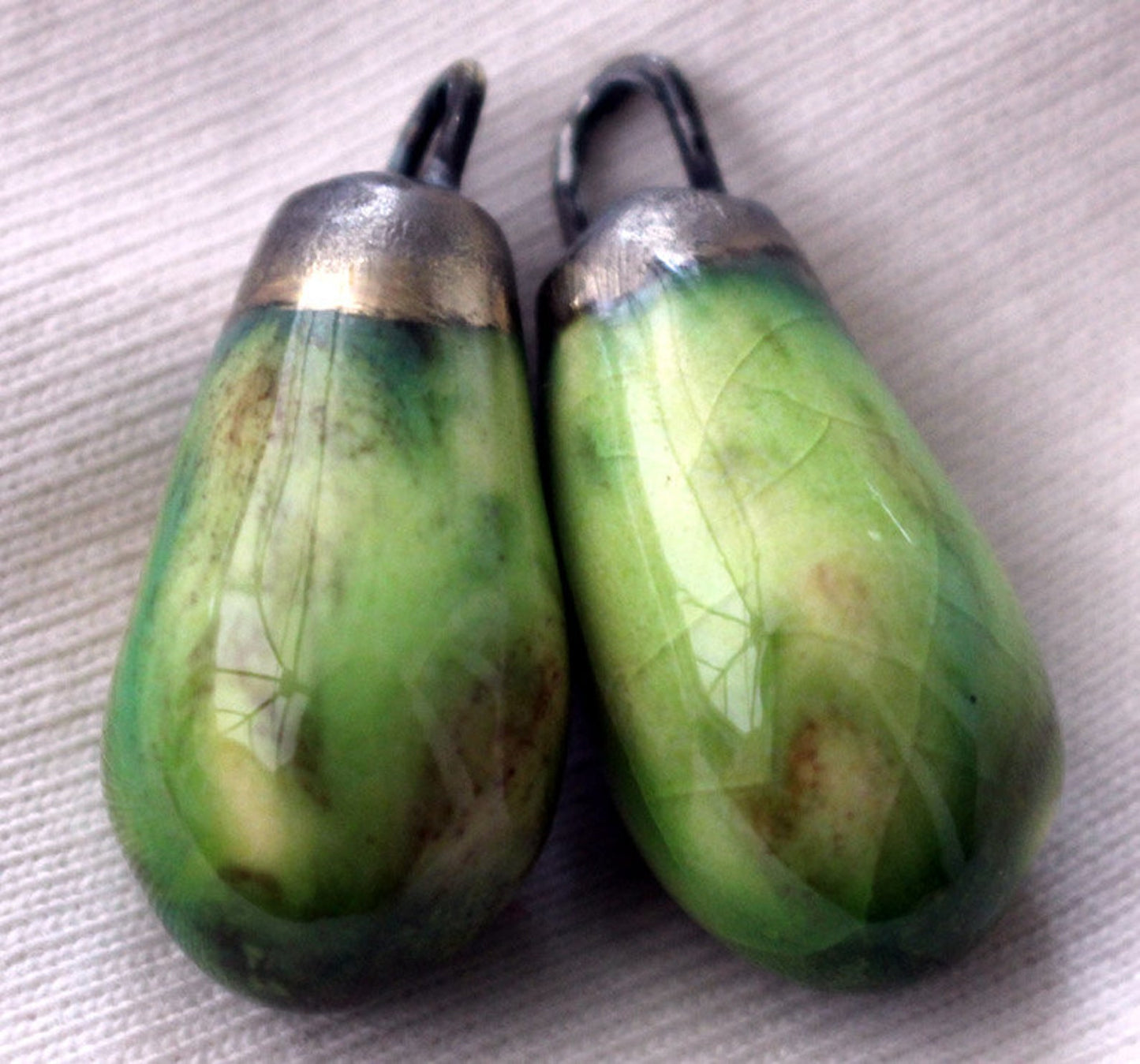 Ceramic Drops Earring Charms - Pistachio