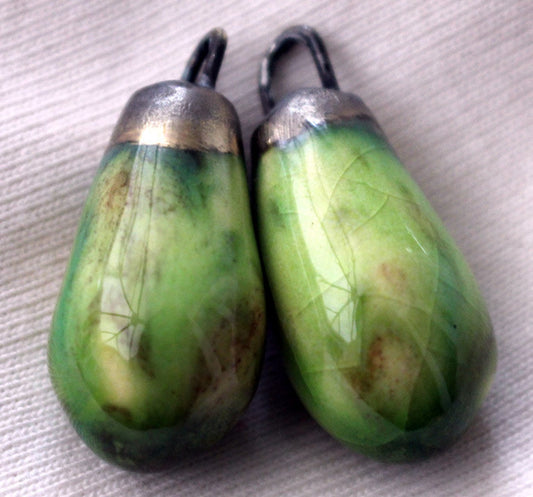 Ceramic Drops Earring Charms - Pistachio