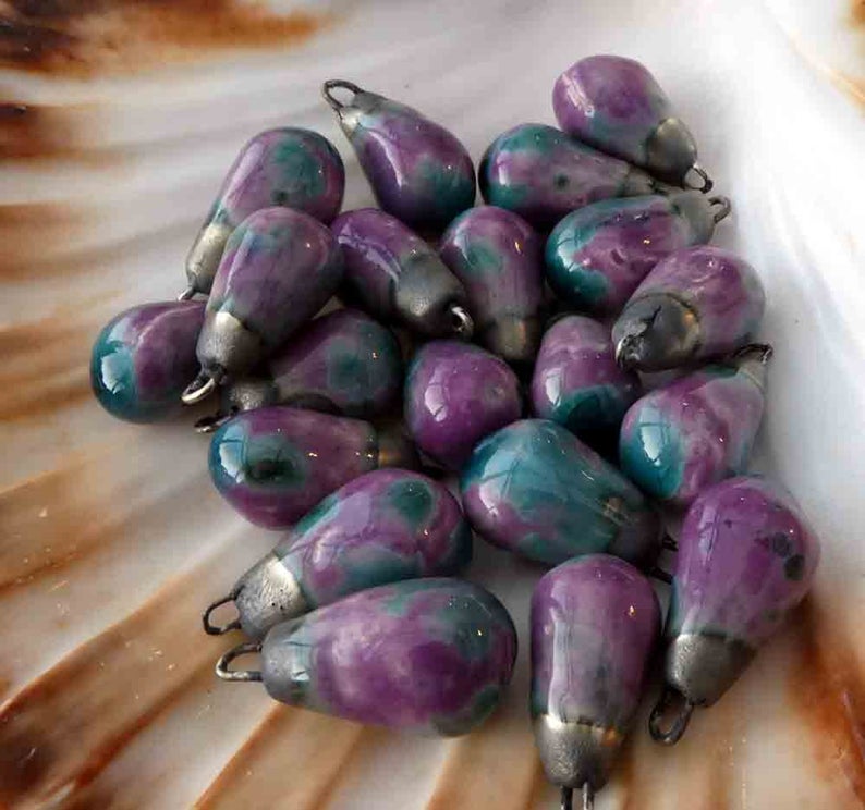 Ceramic Drops Earring Charms - Royal Amethyst