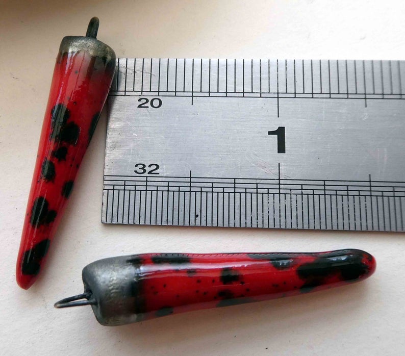 Ceramic Spikes Earring Charms - Ladybug