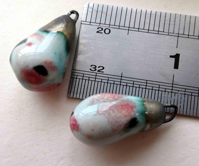 Ceramic Drops Earring Charms - Poppy Fields