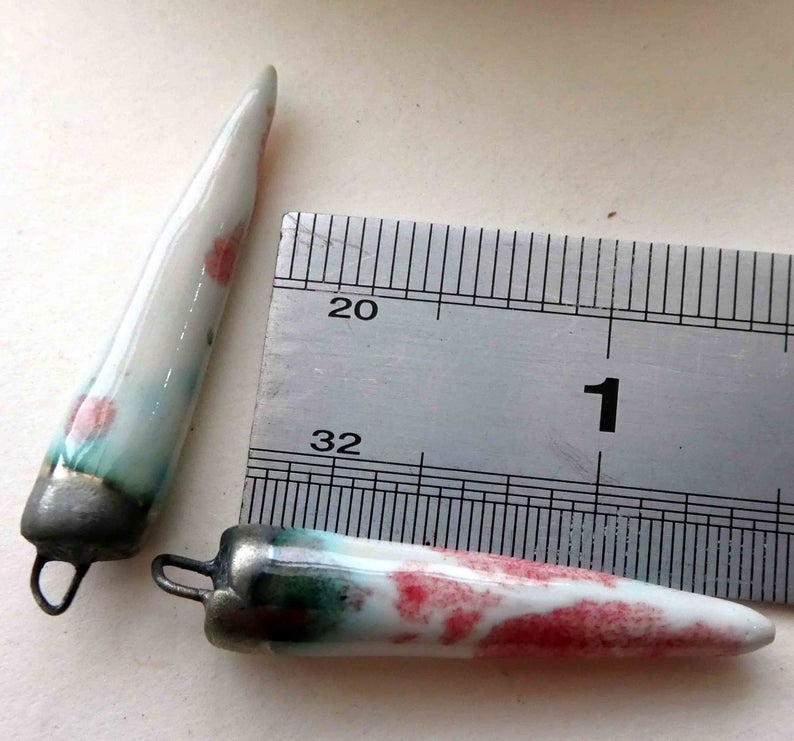 Ceramic Spikes Earring Charms - Poppy Fields