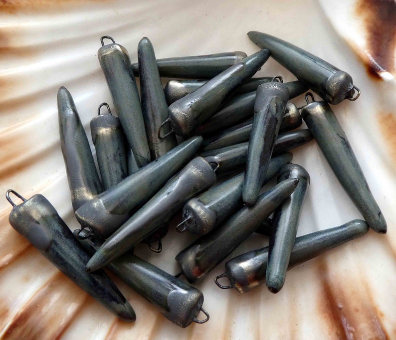 Ceramic Bronzy Spikes Earring Charms-Blue Grotto