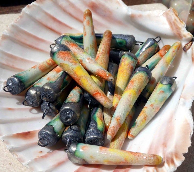 Ceramic Spikes Earring Charms -Tiger Lily