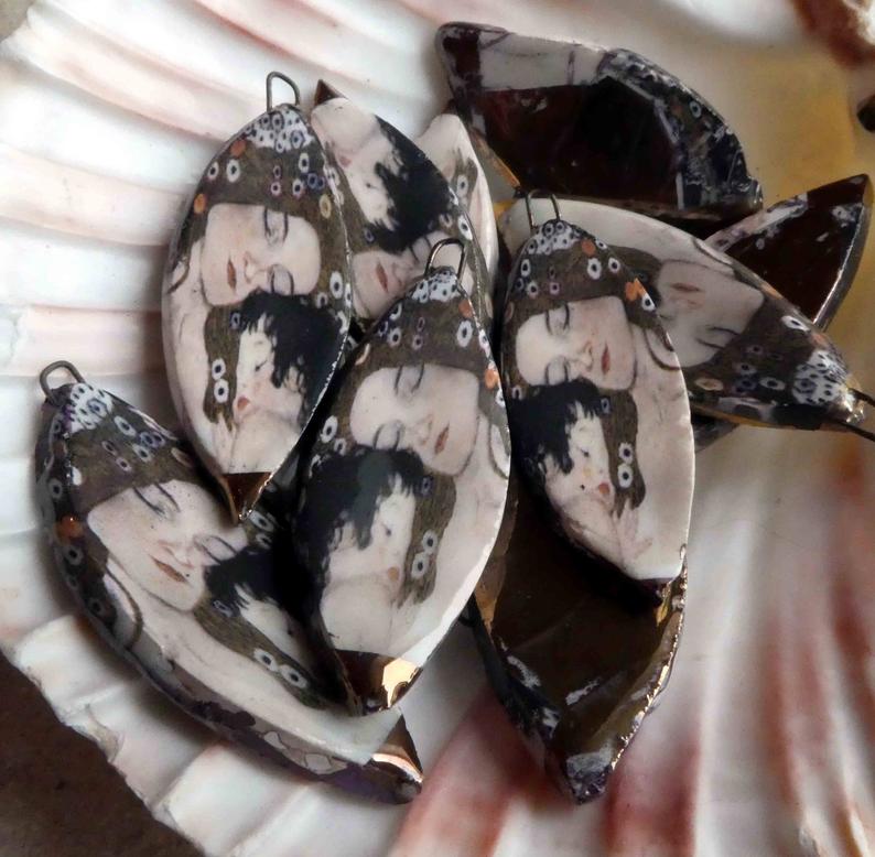 Ceramic Klimt Drops Earring Charms#2