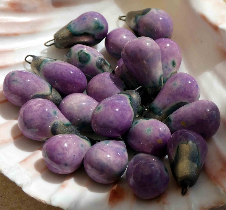 Ceramic Drops Earring Charms -Grapel