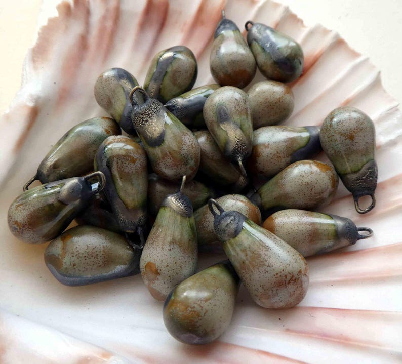 Ceramic Drops Earring Charms - Stone Grey