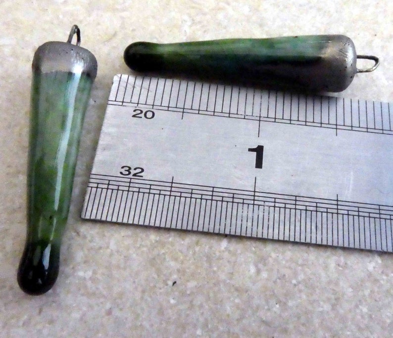 Ceramic Spikes Earring Charms -Algae Bloom