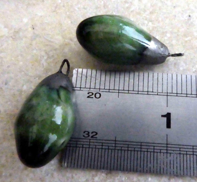 Ceramic Drops Earring Charms - Algae Bloom